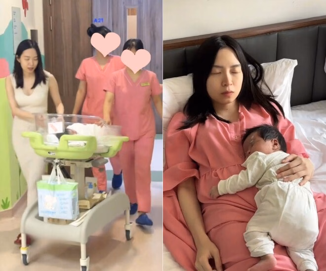 Bảo Linh thuê người hỗ trợ nên quá trình làm mẹ bỉm không quá vất vả.