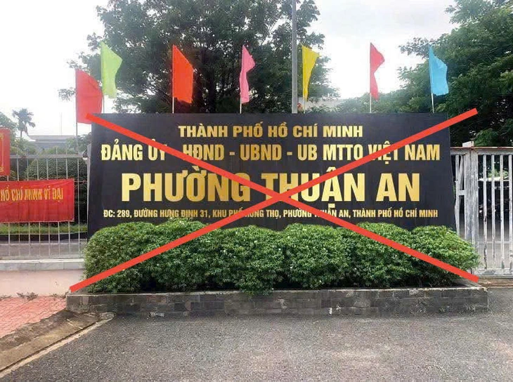 Bảng hiệu tại Bình Dương “phường Thuận An thuộc TP.HCM” là ảnh giả - Ảnh1. Bình Dương - Ảnh1.