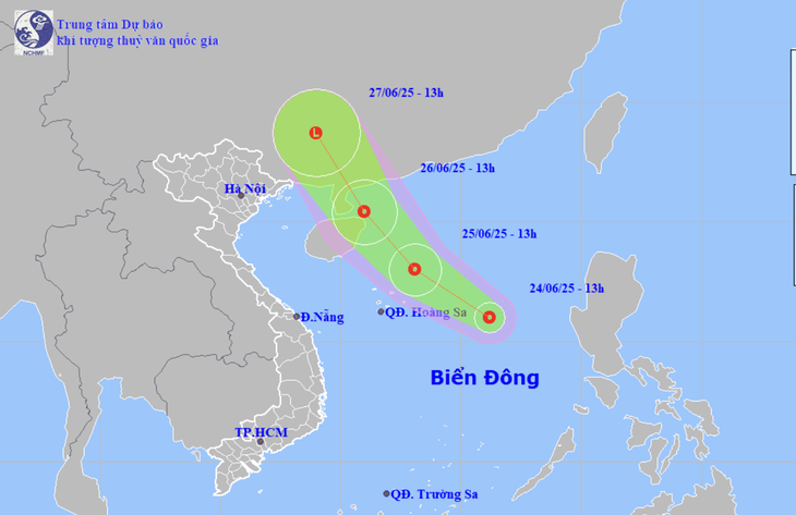 Dự báo vị trí và hướng di chuyển áp thấp nhiệt đới Áp thấp nhiệt đới trên Biển Đông