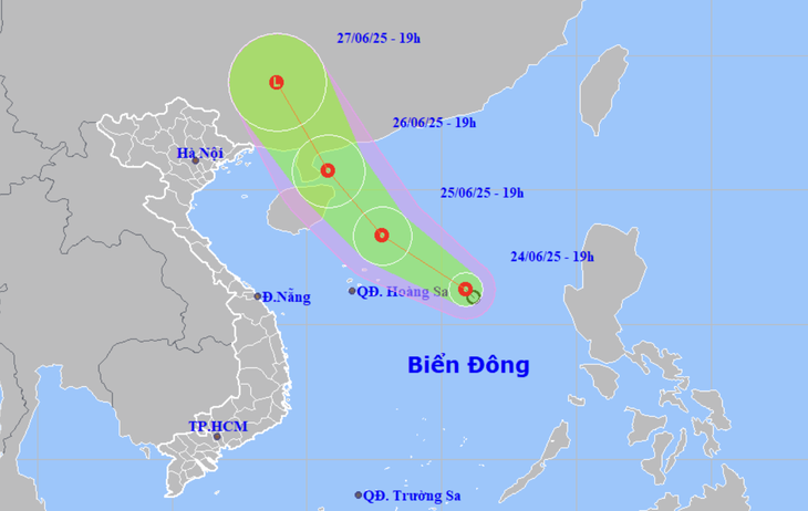 Dự báo vị trí và hướng di chuyển của áp thấp nhiệt đới Áp thấp nhiệt đới trên Biển Đông