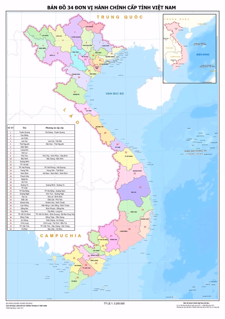Bản đồ hành chính Việt Nam sau khi sắp xếp đơn vị hành chính cấp tỉnh