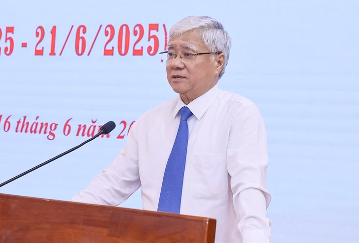 Ông Đỗ Văn Chiến phát biểu tại buổi gặp mặt Chủ tịch Ủy ban Trung ương MTTQ Việt Nam Đỗ Văn Chiến