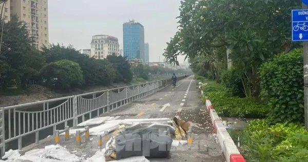 Rác thải trên tuyến đường dành cho xe đạp và người đi bộ Rác thải trên tuyến đường dành cho xe đạp và người đi bộ