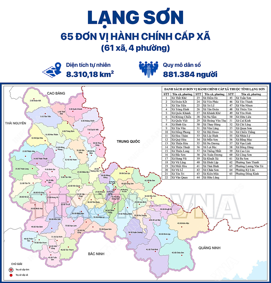 Bản đồ phường, xã mới sau khi sắp xếp lại của tỉnh Lạng Sơn từ 1-7-2025 Bản đồ phường, xã mới sau khi sắp xếp lại của tỉnh Lạng Sơn từ 1-7-2025