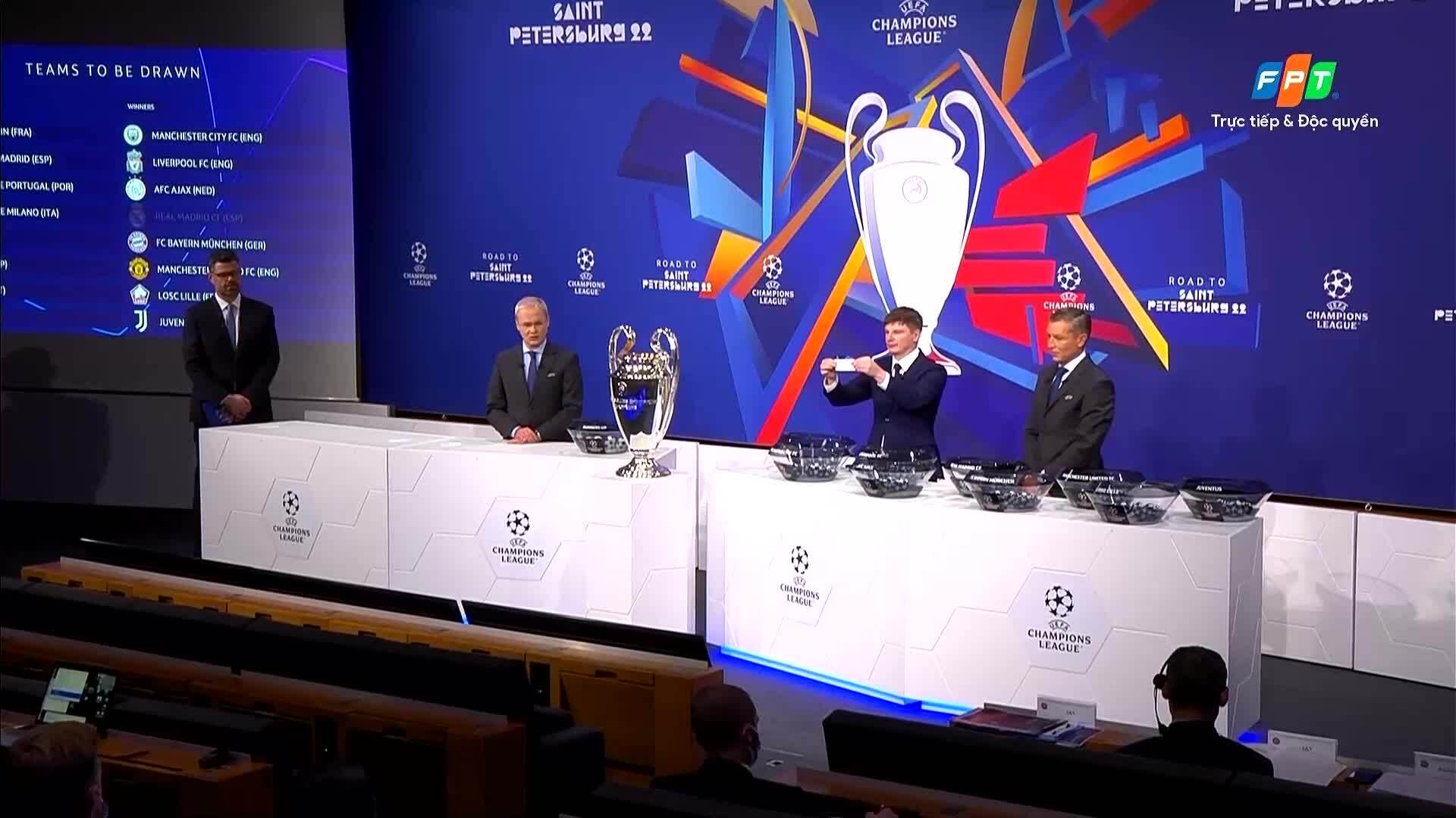 Bốc thăm vòng 1/8 Champions League 2021-2022