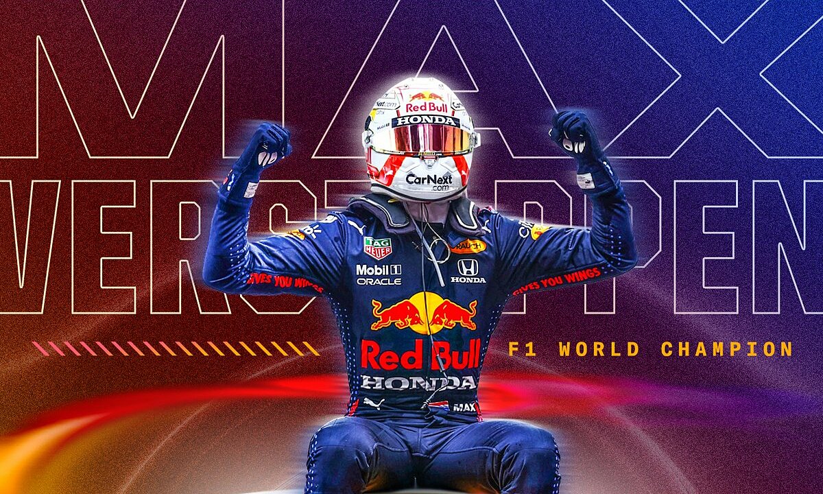 Verstappen mừng chức vô địch F1 đầu tiên ở tuổi 24, trên đường đua Yas Marina, Abu Dhabi, UAE tối 12/12. Ảnh: ESPN