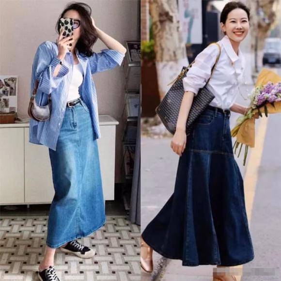 Áo sơ mi và váy denim