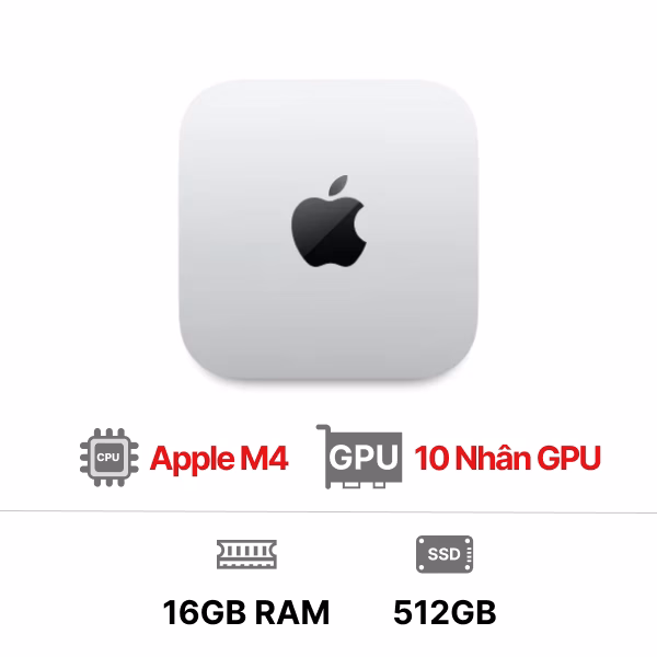 Mac mini M4 2024 10CPU 10GPU 16GB 512GB - Chính hãng VN