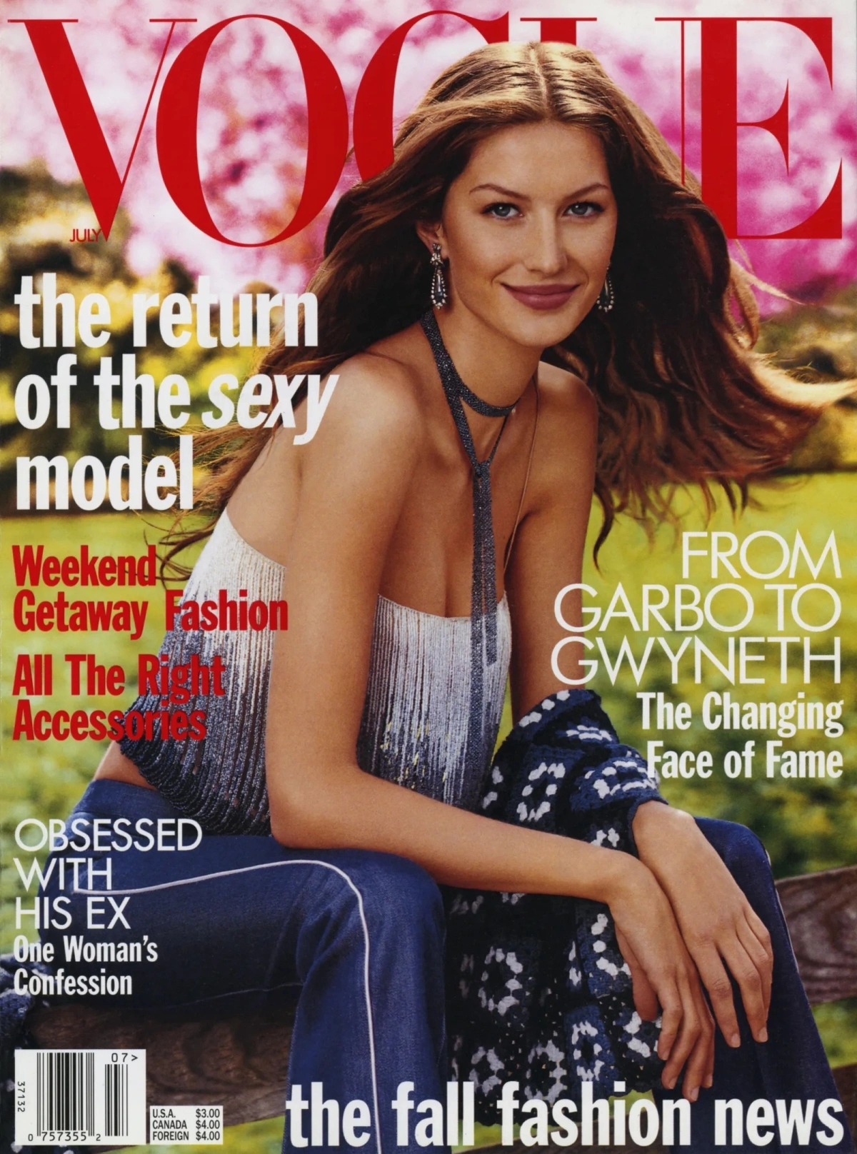 Gisele Bündchen – biểu tượng thời trang đẹp từ bên trong Năm 1999, Vogue Mỹ gọi cô là "đại diện cho sự trở lại của người mẫu gợi cảm", chấm dứt thời đại heroin chic (người mẫu siêu gầy), mời cô làm gương mặt trang bìa. Ảnh: Vogue