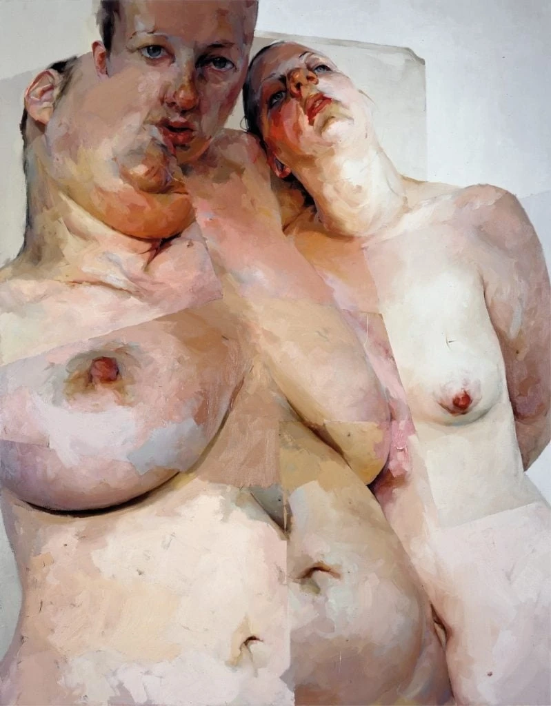 Nữ họa sĩ Jenny Saville: Gương mặt mới của nghệ thuật khỏa thân Tác phẩm Ruben's Flap (1992) (bên trái) và Stare (2004-2005). Ảnh: Gagosian.