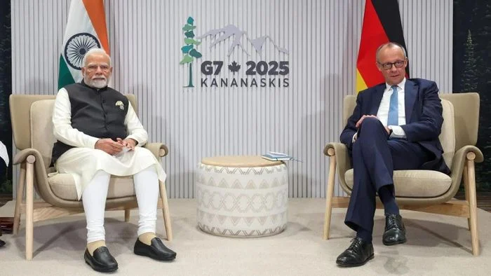 Modi and Merz in Ahmedabad Prime Minister Narendra Modi and Chancellor Friedrich Merz meeting in Ahmedabad, January 2026