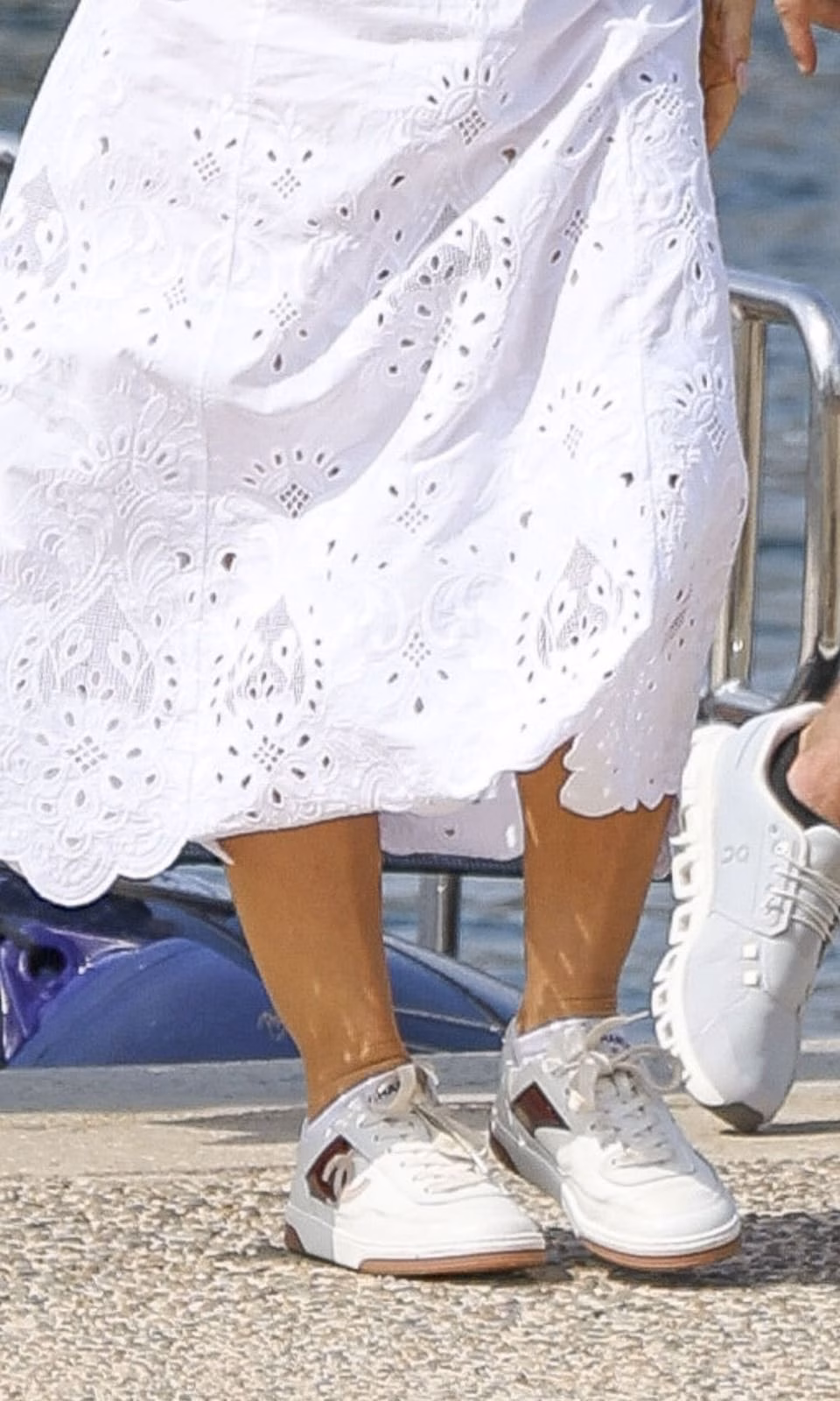 Lauren Sanchez wears white sneakers in Europe