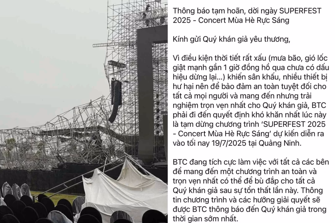 Concert Mùa hè rực sáng bị postpon lại do thời tiết xấu