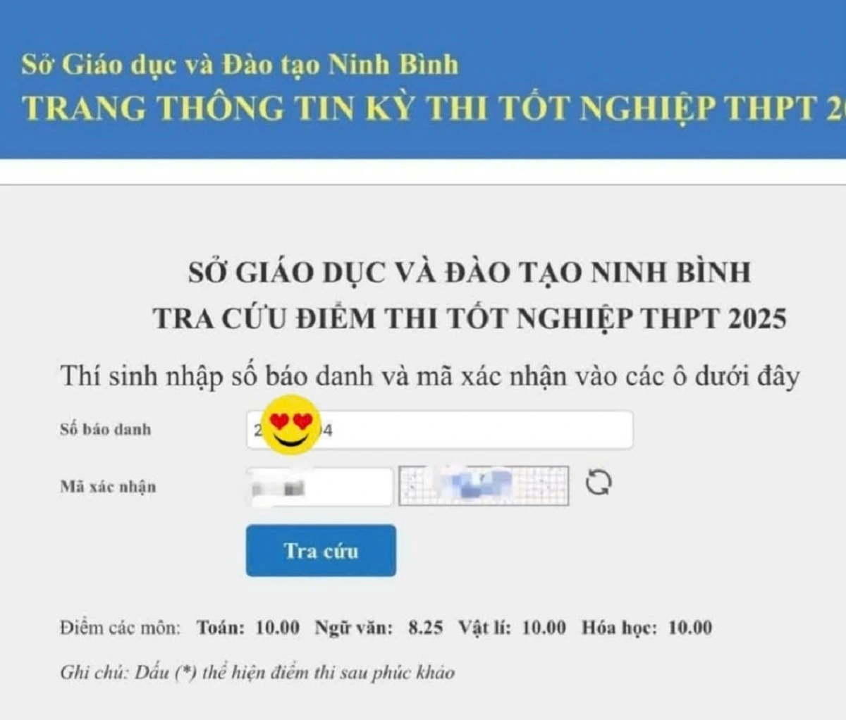 Nam sinh Ninh Bình đạt điểm tuyệt đối 3 môn thi tốt nghiệp Điểm của Nguyễn Thái An trên hệ thống tra cứu
