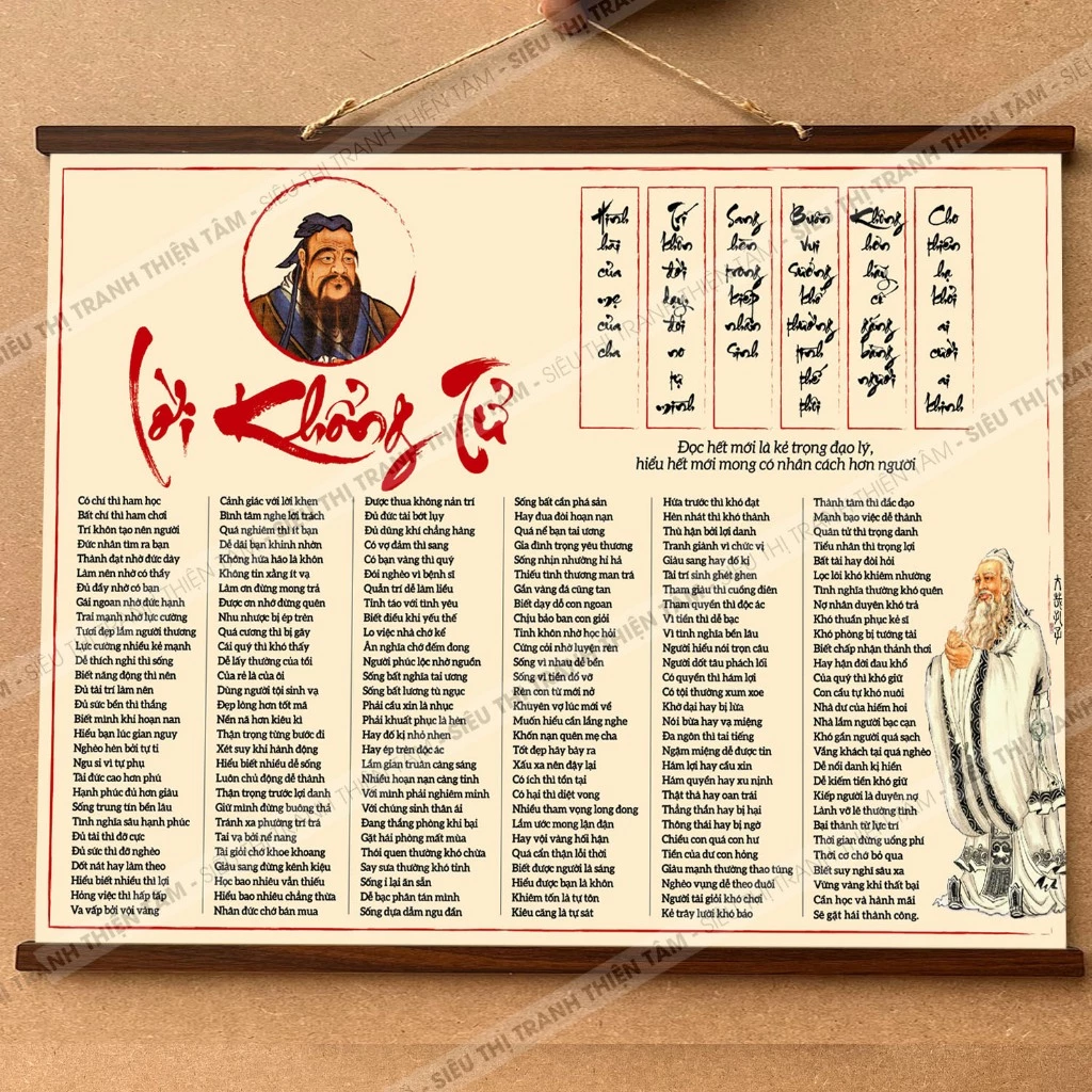 Làm thế nào để treo tranh chữ Lời Khổng Tử lên tường mà không làm mất mỹ quan ngôi nhà?