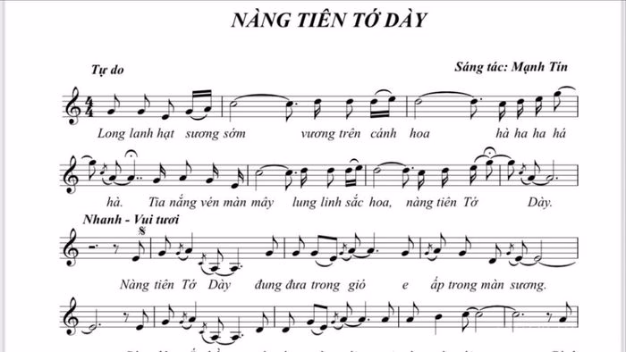 Bản nhạc N&agrave;ng ti&ecirc;n Tớ d&agrave;y