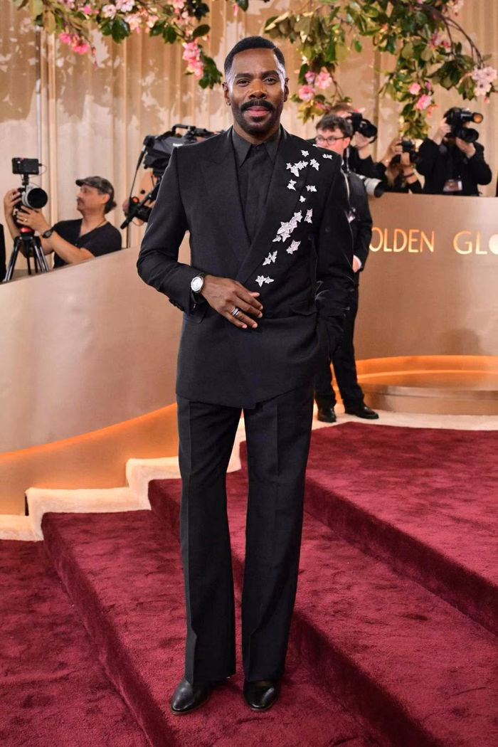 Colman Domingo Valentino suit with white petals
