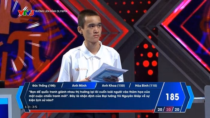 Ho&agrave;ng Anh Minh trả lời đ&uacute;ng từ kh&oacute;a