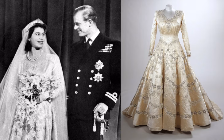Nữ hoàng Elizabeth và Hoàng thân Philip trong ngày cưới, tháng 11-1947 - Ảnh: AFP