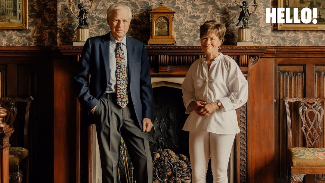 Lord and Lady Montagu take a stroll around the grounds