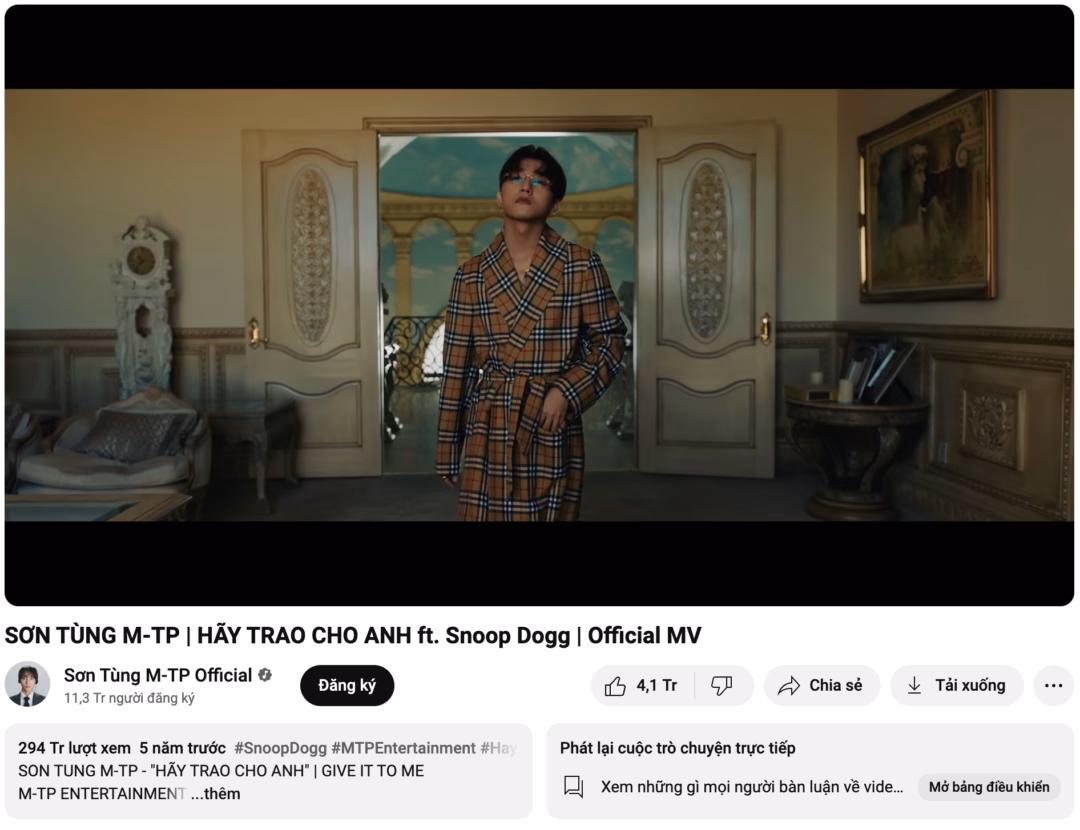 Hãy Trao Cho Anh của Sơn Tùng M-TP Lượt view hiện tại của Hãy Trao Cho Anh