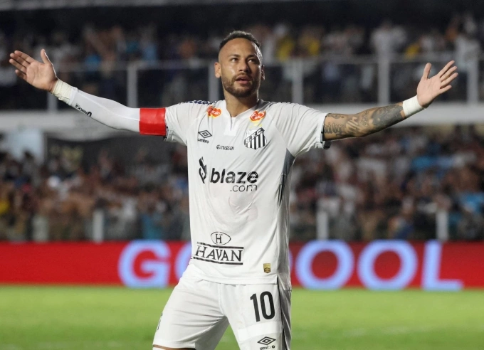 Neymar after scoring Neymarrands Neymar after scoring for Santos