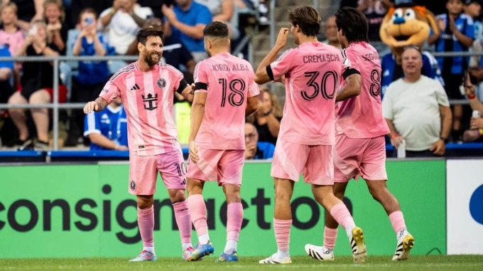 Messi mừng bàn trong trận CF Montreal 1-4 Inter Miami sáng 6/7