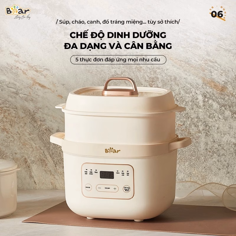 Các chế độ nấu của nồi Bear 1.6L