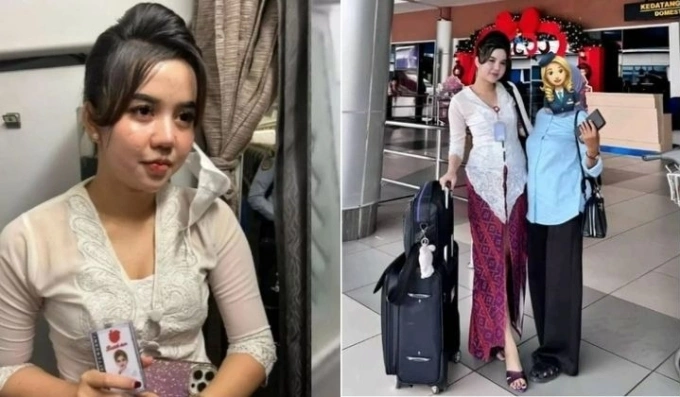 Nisa trong trang phục Batik Air v&agrave; sử dụng thẻ giả. Ảnh: TRP