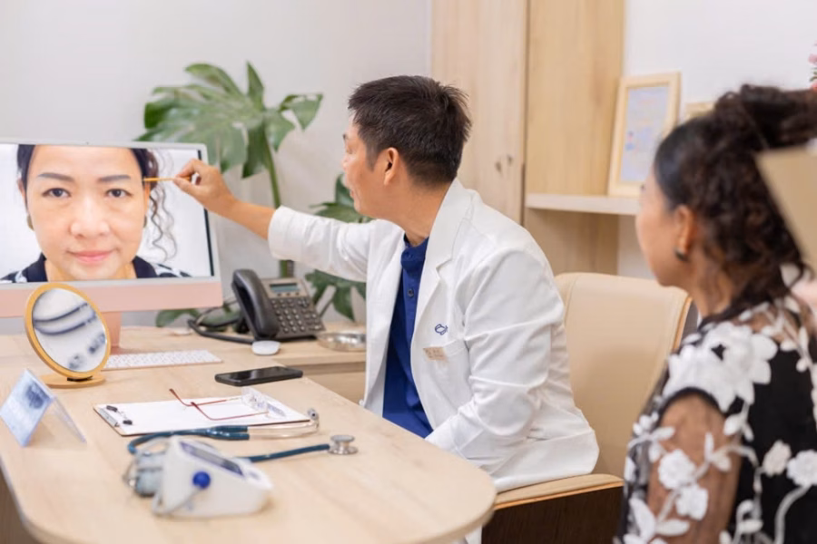 Bác sĩ tư vấn phương pháp điều trị bọng mắt
