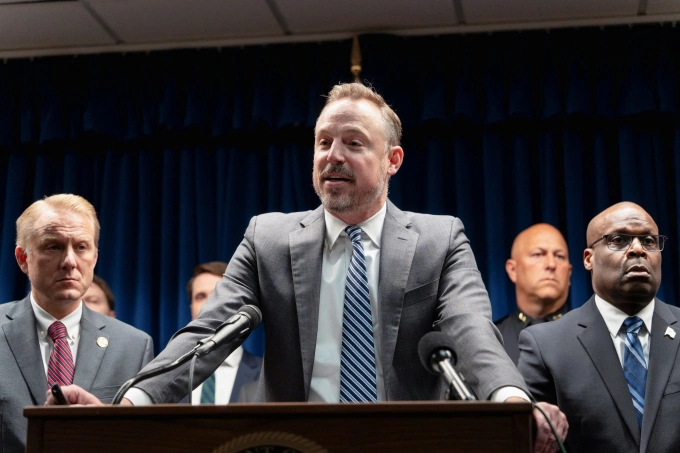 C&ocirc;ng tố vi&ecirc;n li&ecirc;n bang Joseph Thompson ph&aacute;t biểu tại Minneapolis, Minnesota