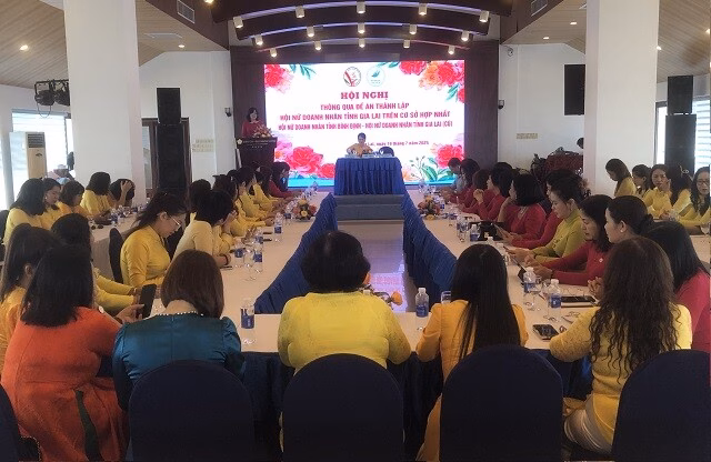 Ra mắt Hội Nữ doanh nhân tỉnh Gia Lai với 80 thành viên NDN Đỗ Thị Việt Hằng phát biểu ý kiến. Ảnh VH