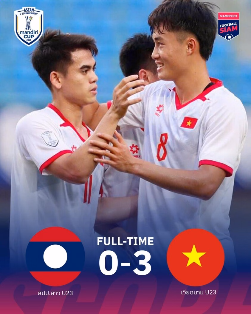 U23 Việt Nam thắng đậm Lào, tạm dẫn đầu bảng B giải Đông Nam Á CĐV Đông Nam Á phản ứng bất ngờ về trận U23 Việt Nam thắng 3-0 Lào