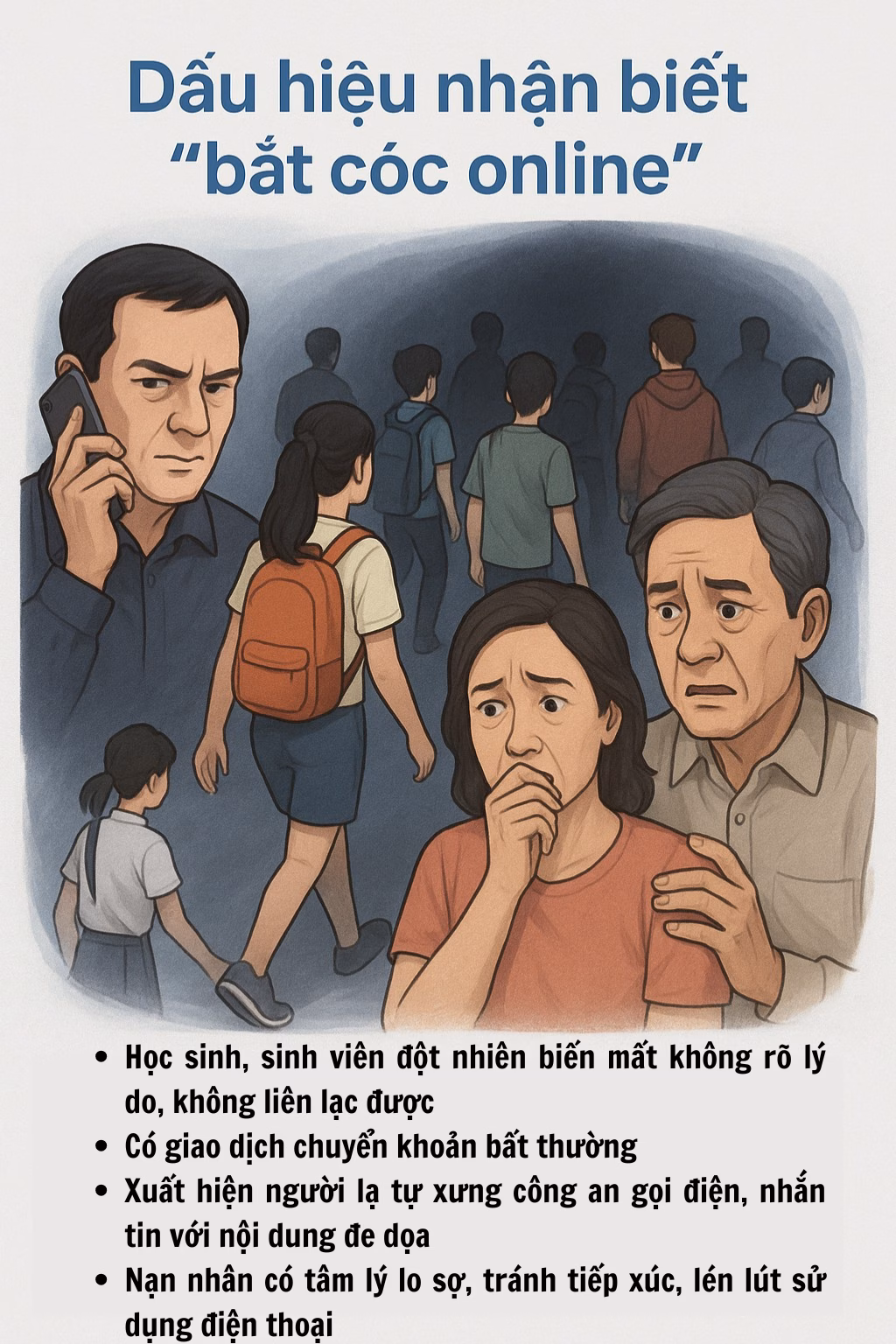 Cảnh báo lừa đảo bắt cóc online nhắm vào học sinh, sinh viên - Học sinh, sinh viên đột nhiên biến mất không rõ lý do, không liên lạc được.