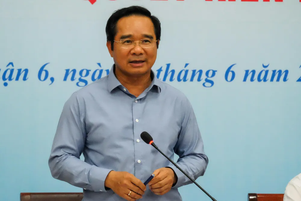 Chủ tịch UBND TP.HCM Nguyễn Văn Được phát biểu Chủ tịch UBND TP.HCM Nguyễn Văn Được phát biểu tại buổi làm việc.