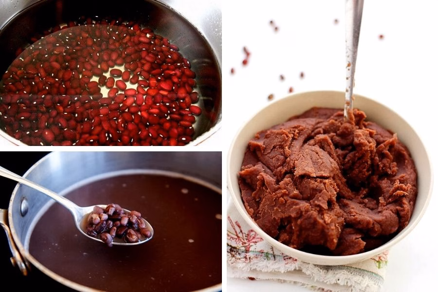 Làm nhân bánh Làm nhân bánh mochi đậu đỏ