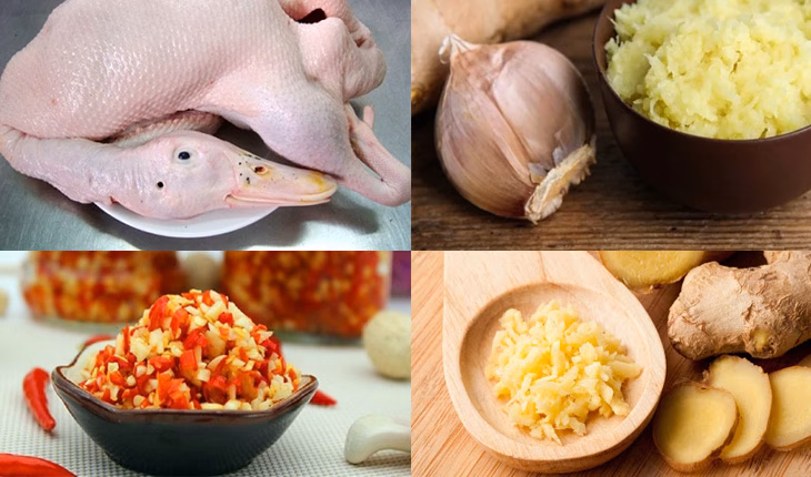 Nguyên liệu cần chuẩn bị trong cách làm ngan cháy tỏi