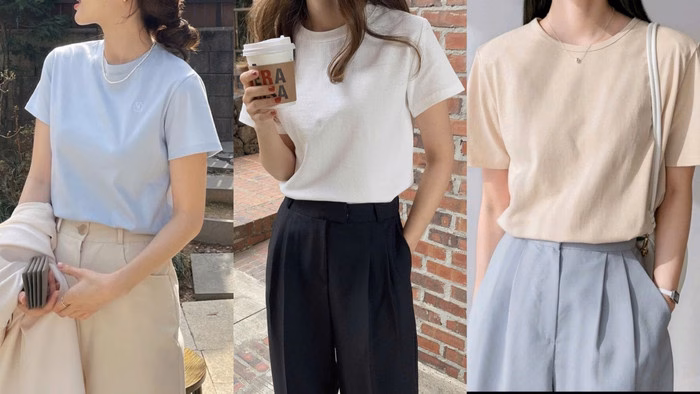 Phối đồ thời trang Áo thun trơn và quần dài