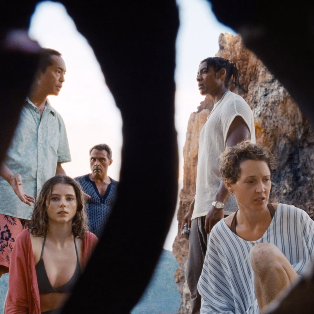old, from left: abbey lee, nikki amuka bird, ken leung, thomasin mckenzie, rufus sewell, aaron pierre, vicky krieps, gael garcía bernal, 2021. © universal pictures / courtesy everett collection