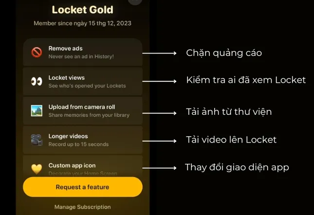 Tính năng nâng cấp của phiên bản Locket Gold Tính năng nâng cấp của phiên bản Locket Gold
