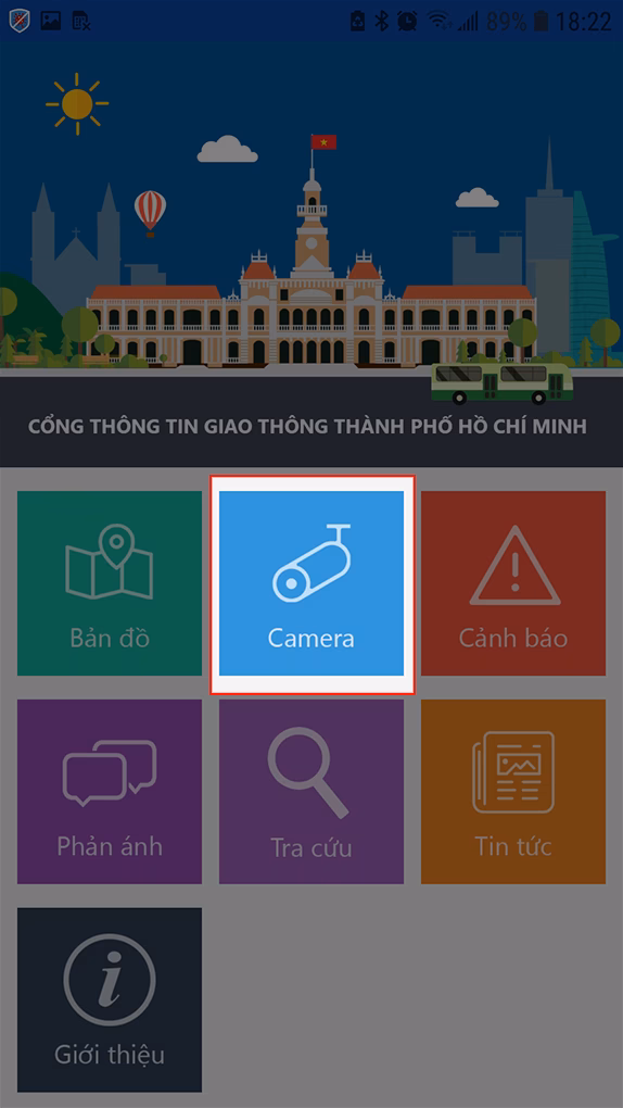 Giao diện ứng dụng TTGT TP.HCM Giao diện ứng dụng TTGT TP.HCM
