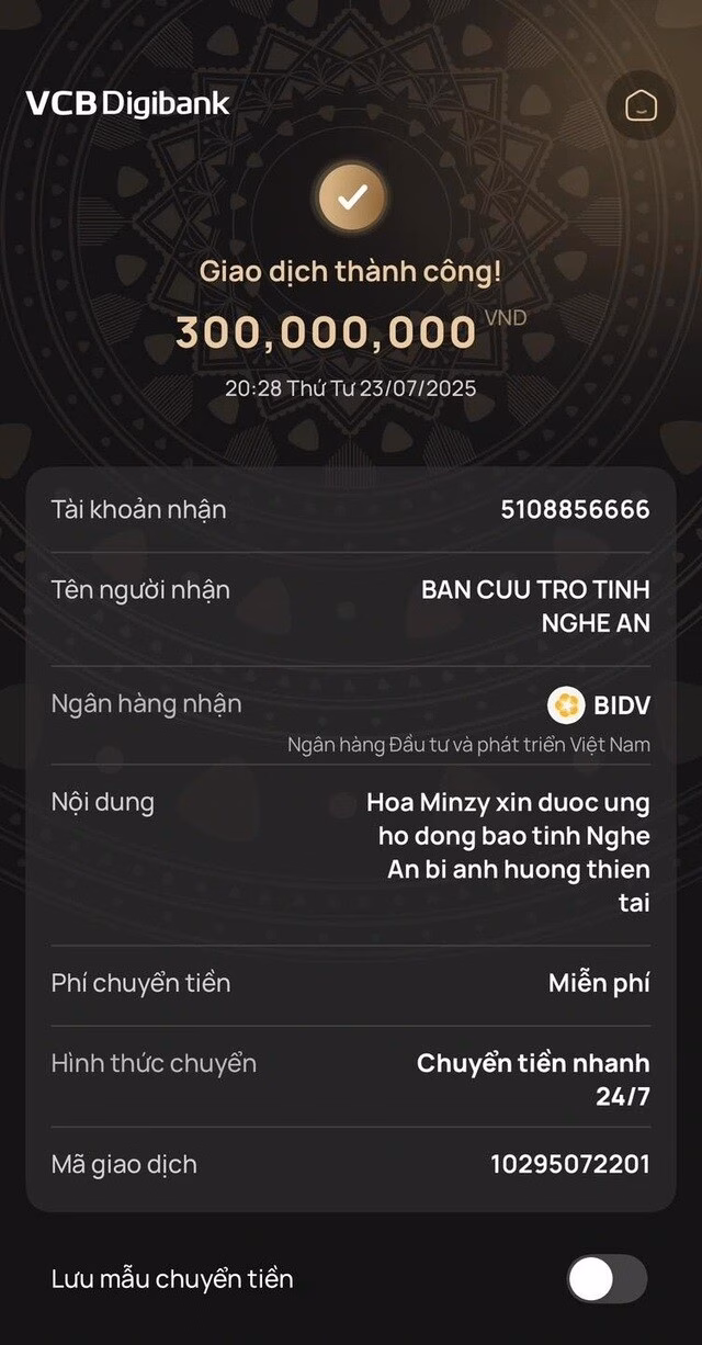 Trang cá nhân của Hòa Minzy đã nhận về nhiều bình luận tích cực sau khi ủng hộ bà con ở Nghệ An. (Ảnh: FBNV)