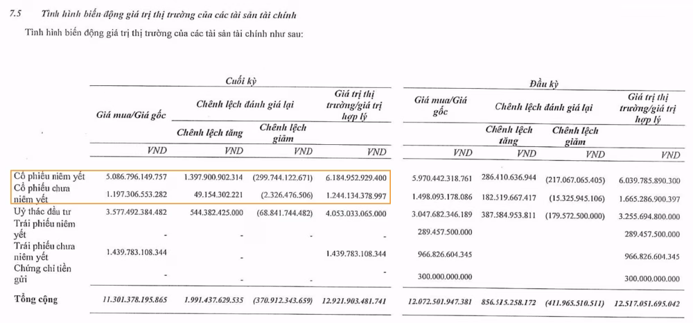 VIX đang nắm lượng cổ phiếu trị giá hơn 7.400 tỷ đồng cuối tháng 6. (Nguồn: BCTC quý II của VIX).