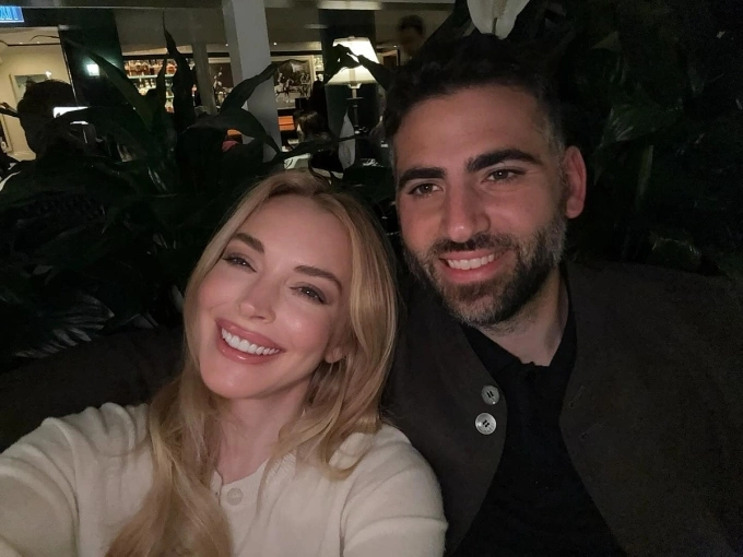 Lindsay Lohan và chồng dịp Valentine 14/2. Ảnh: Instagram Lindsay Lohan