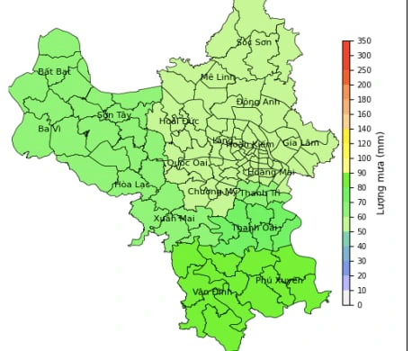 Dự báo lượng mưa tại Hà Nội từ chiều 22.7 đến sáng 23.7