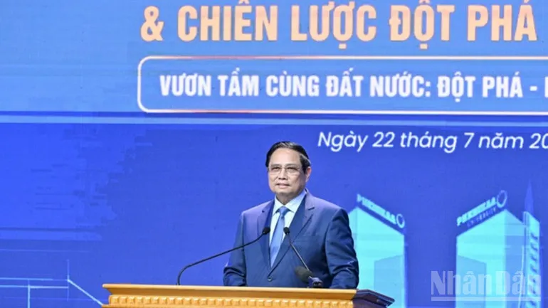 Thủ tướng Phạm Minh Chính phát biểu ý kiến tại buổi lễ. Ảnh: Nhân Dân