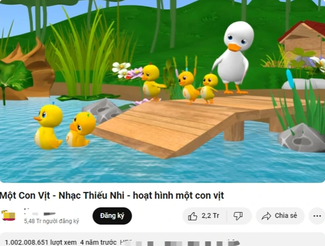 Video nhạc hoạt hình Một con vịt biến mất khỏi YouTube, khiến khán giả tiếc nuối MV "Một con vịt" đạt thành tích 1 tỷ lượt xem hồi tháng 6/2024 (Ảnh: Chụp màn hình).