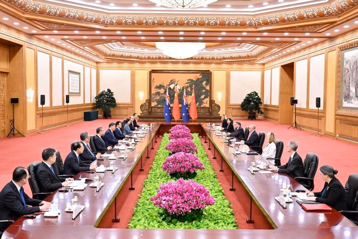 Chủ tịch Tập Cận Bình nhấn mạnh hợp tác với Úc và phát triển SCO trong chuyến công du Phái đoàn Úc và Trung Quốc làm việc tại Bắc Kinh ngày 15-7. Ảnh: Tân Hoa Xã