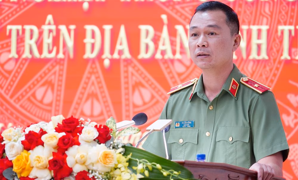 Công an Thanh Hóa đối thoại với doanh nghiệp về bảo đảm an ninh trật tự Thiếu tướng Tô Anh Dũng, Giám đốc Công an tỉnh phát biểu kết luận Hội nghị.