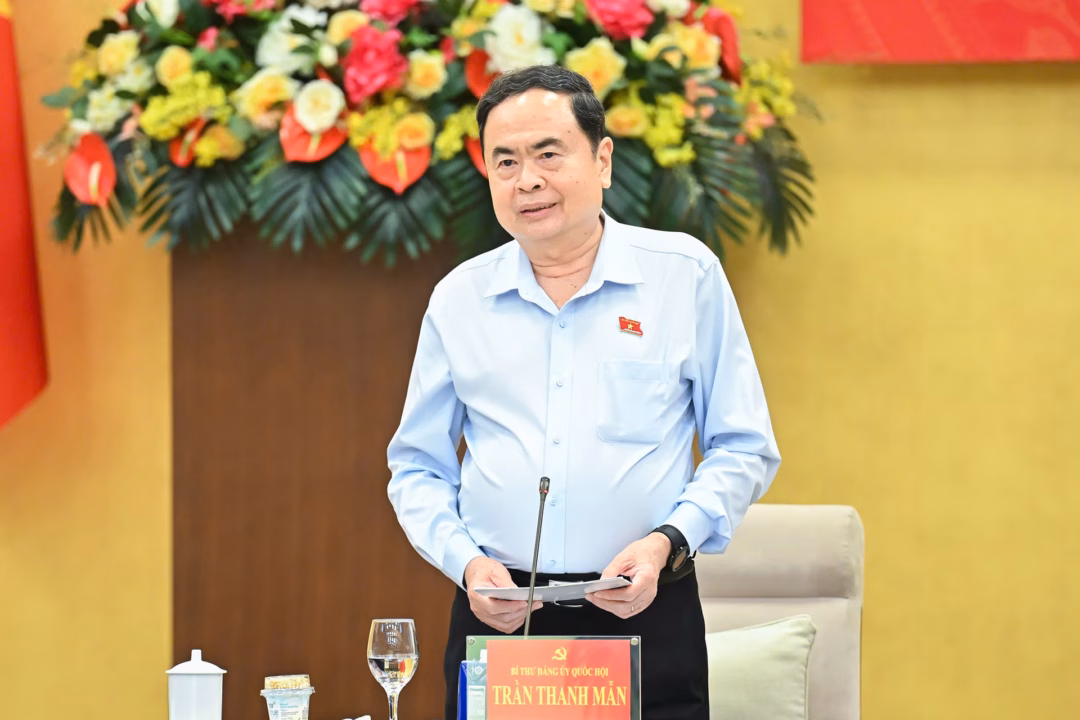Thủ tướng và Chủ tịch Quốc hội nhấn mạnh tăng cường phối hợp giữa Chính phủ và Quốc hội Chủ tịch Quốc hội Trần Thanh Mẫn phát biểu. Ảnh: Quốc hội